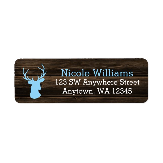 Rustic Wood Blue Buck Deer Label (Front)