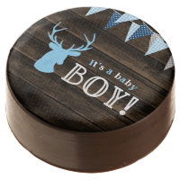 Rustic Wood Blue Deer Boy Baby Shower Chocolate Covered Oreo