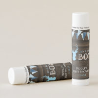 Rustic Wood Blue Deer Boy Baby Shower Favors Lip Balm