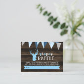 Rustic Wood Blue Deer Boy Diaper Raffle Ticket Enclosure Card (Standing Front)