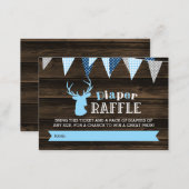 Rustic Wood Blue Deer Boy Diaper Raffle Ticket Enclosure Card (Front/Back)