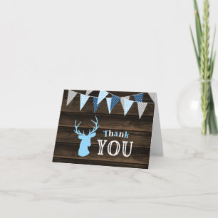 Rustic Wood Blue Deer Thank You
