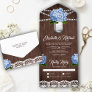 Rustic Wood Blue Hydrangea Mason Jar Wedding All In One Invitation