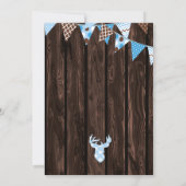 Rustic Wood Blue Plaid Deer Baby Shower Invitation (Back)