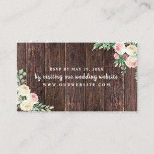 Rustic Wood Blush Floral wedding RSVP website card