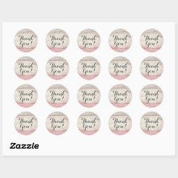 Rustic Wood Blush Pink Ombre Shabby Thank You Classic Round Sticker ...