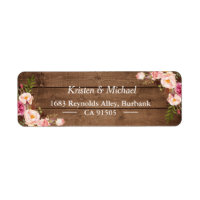 Rustic Wood Blush Pink Romantic Floral Label