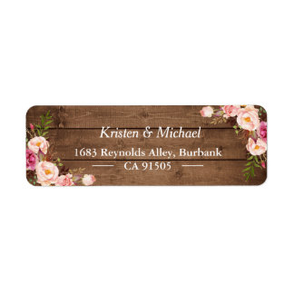Rustic Wood Blush Pink Romantic Floral Label