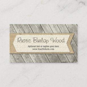 Rustic Wood Boards & Country Burlap Farm Fabric Business Card