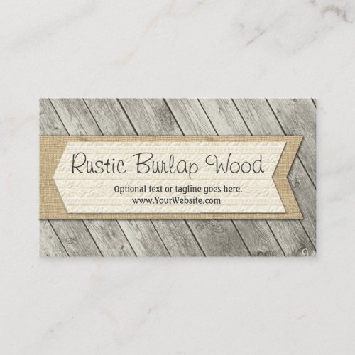 Rustic Wood Boards  Country Burlap Farm Fabric Business Card