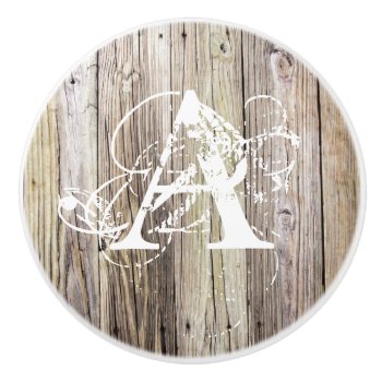 Rustic Wood Boards With Shabby Chic Monogram Ceramic Knob by ICandiPhoto at Zazzle