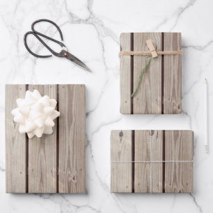 Rustic Wood Boards Wrapping Paper Sheets