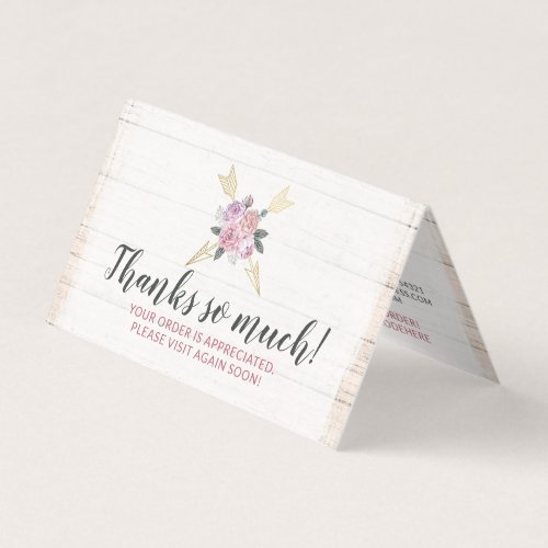 Rustic Wood Bohemian Floral Arrows Thank You Card