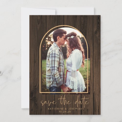 Rustic Wood Boho Arch Wedding Save the Date