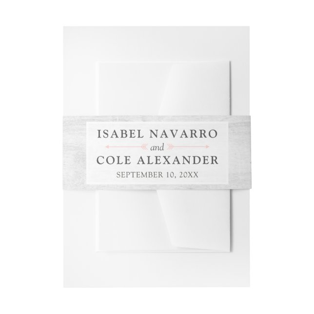 Rustic Wood & Boho Arrows Couple's Names Wedding Invitation Belly Band (Front Example)