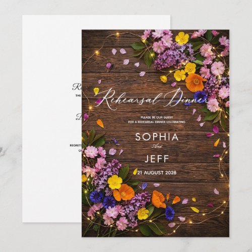 rustic wood boho classic rehearsal dinner invite