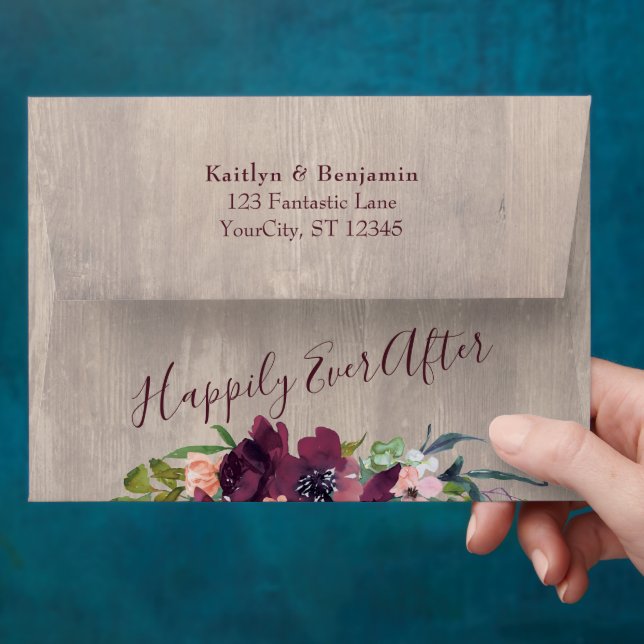 Rustic Wood Boho Floral Lights Happily Ever After Envelope (Hand)