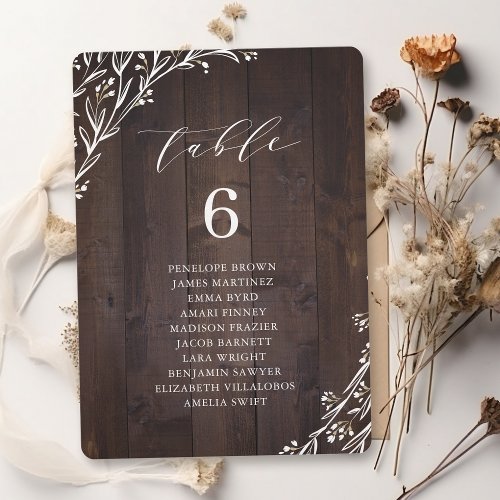 Rustic Wood Boho floral table number seating chart