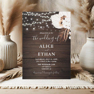 Rustic Wood Boho Tropical Flowers Summer Wedding Invitation