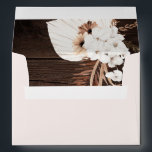 Rustic Wood Boho Wedding Envelope<br><div class="desc">Step into rustic elegance with our beautifully crafted wedding invitation envelope. Featuring a boho-inspired arrangement of watercolor dried palm leaves and white flowers on the right side, it sets a tone of natural sophistication for your special day. Personalize the top back with your return address, adding a bespoke touch. This...</div>