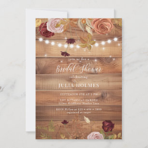 Rustic Wood Botanical Bridal Shower Invitation