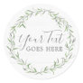 Rustic Wood & Botanical Leaf Branches Green Wreath Classic Round Sticker