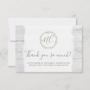 Rustic Wood & Botanical Leaf Branches Thank You Card