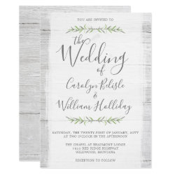 Rustic Wood & Botanical Leaves Wedding Invitation