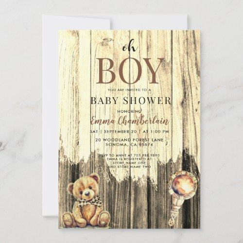 Rustic Wood Boy Baby Shower Invitation