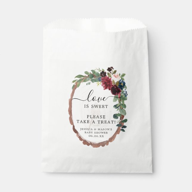Rustic Wood Bridal Shower Favor Bag Love is Sweet (Front)