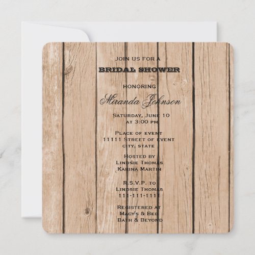 Rustic Wood Bridal Shower Invitation