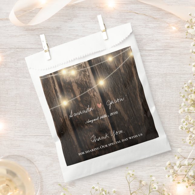 Rustic Wood Bride Groom Thank You  Wedding Party Favor Bag (Clipped)