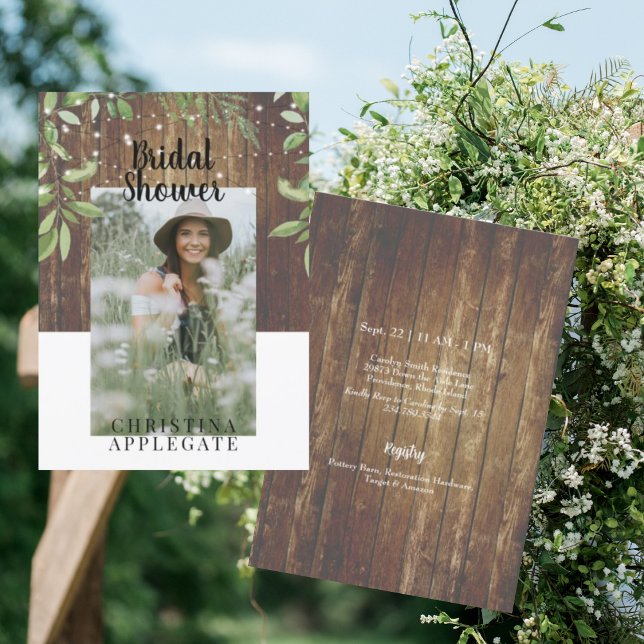 Rustic Wood Bride Photo Bridal Shower Invitation (Creator Uploaded)
