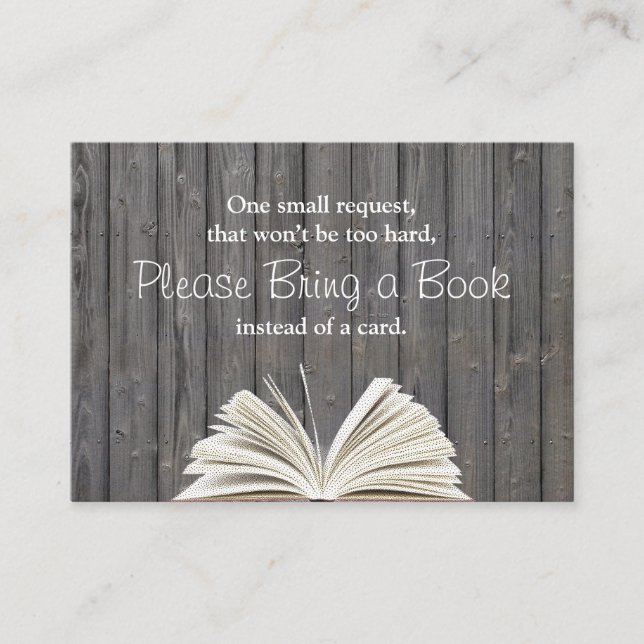 Rustic Wood Bring a Book Baby Shower Insert (Front)