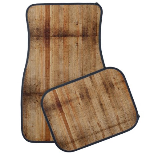 Rustic Wood Brown Beige Car Floor Mat