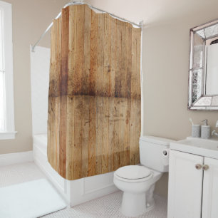 Rustic Wood Brown Beige Shower Curtain