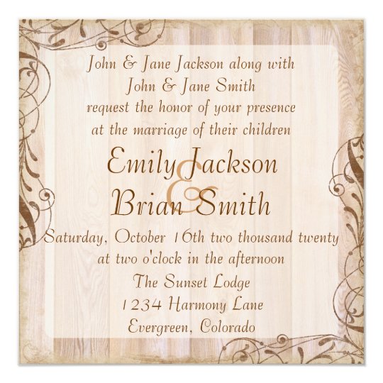 Rustic wood brown theme wedding invitations | Zazzle.com