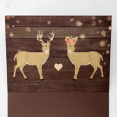 Rustic Wood Buck and Doe Romantic Deer Wedding Tri-Fold Invitation (Inside First)