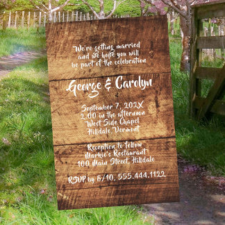 Rustic Wood Budget Wedding Ceremony Invitations Flyer