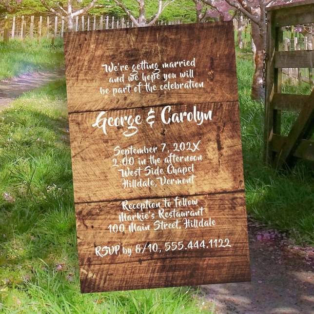 Rustic Wood Budget Wedding Ceremony Invitations Flyer (Creator Uploaded)