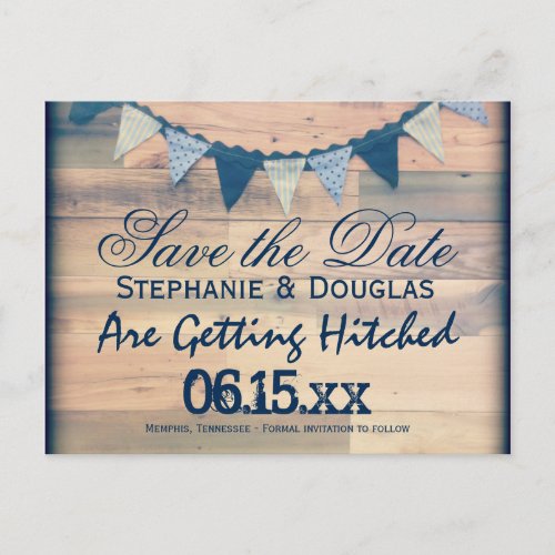 Rustic Wood Bunting Banner Save the Date Postcards