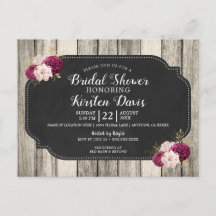 Rustic Wood Burgundy Floral Bridal Shower