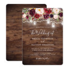Rustic Wood Burgundy Floral Lights Wedding