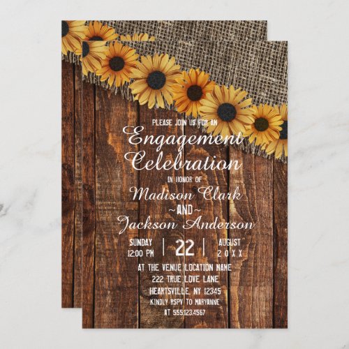 Rustic Wood  Burlap Engagement Party Invitation