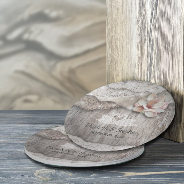 Rustic Wood Burlap Lace Floral Barn Wedding Shower Paper Plates (Creator Uploaded)