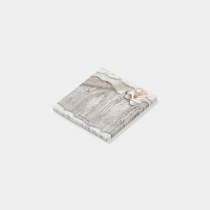 Rustic Wood Burlap Lace Floral Country Wedding Post-it Notes