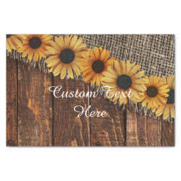Rustic Wood &amp; Burlap Sunflower Custom Wedding Tissue Paper