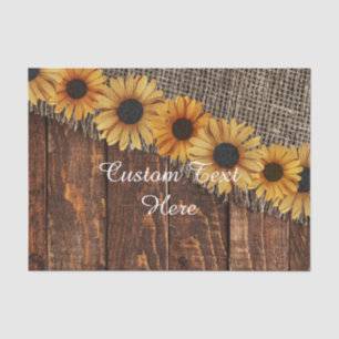 Rustic Wood & Burlap Sunflower Custom Wedding Tissue Paper