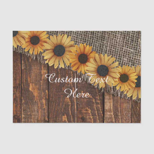Rustic Wood & Burlap Sunflower Custom Wedding Tissue Paper | Zazzle