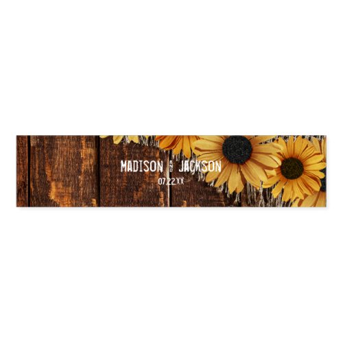Rustic Wood  Burlap Sunflower Wedding Monogram Napkin Bands